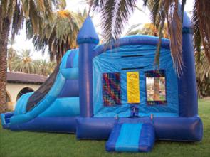 A full size bouncing area with an attached slide
