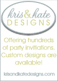 Check out party invitations from our sister company, Kris and Kate Designs.com
